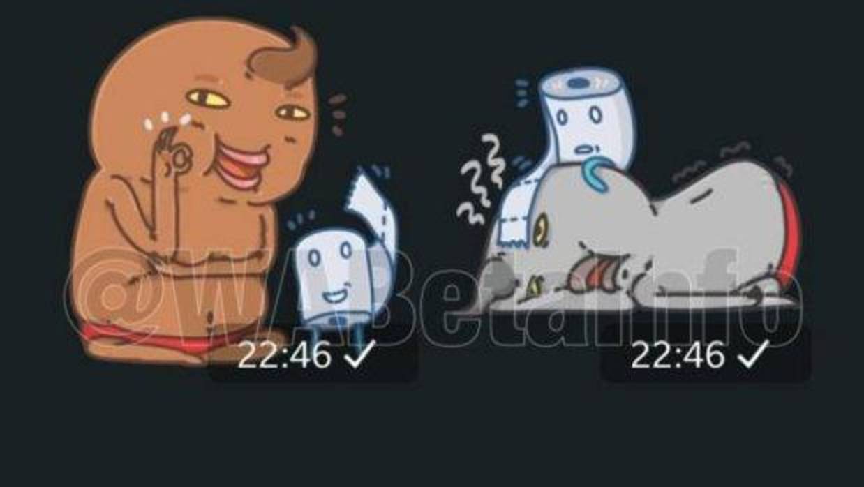 Detalle de cómo quedarán dos «stickers» en un mismo mensaje