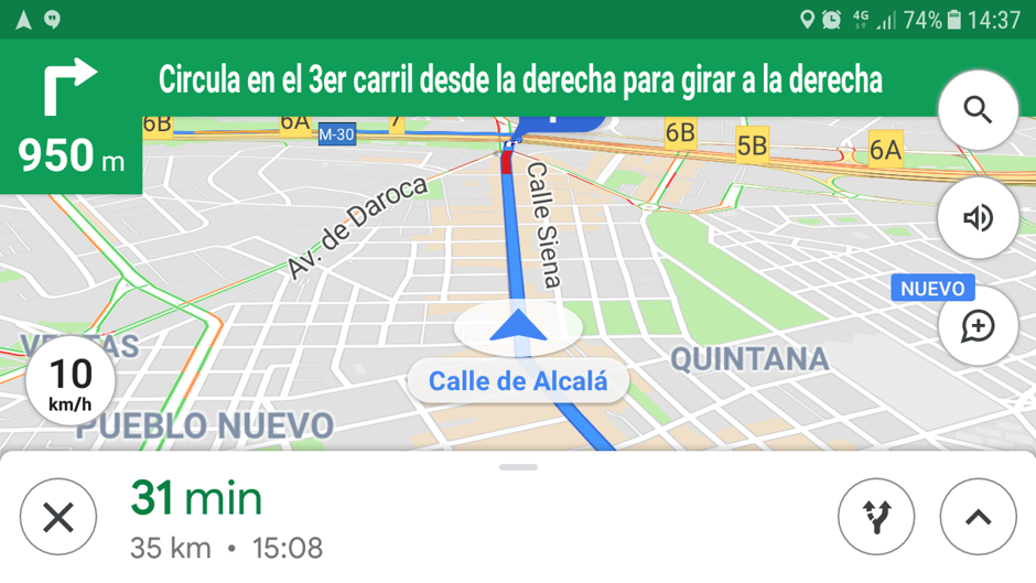 Google maps incorpora el velocímetro