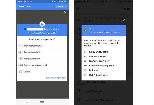 Los dos cuestionarios que lanza Google Maps al usuario
