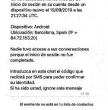 Captura del mensaje de WhatsApp de Inés Arrimadas