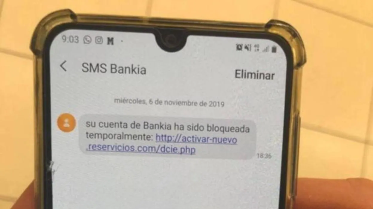 Mensaje de «phishing» en el que se suplanta a Bankia
