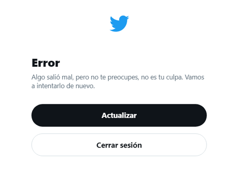 Mensaje error Twitter