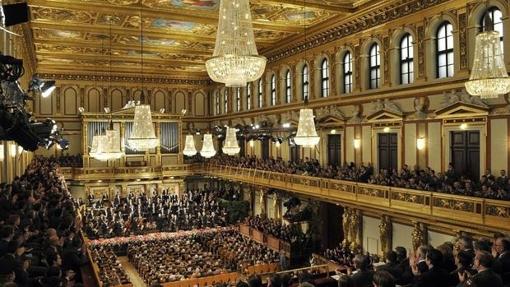 Ensayo de la filarmónica de Viena para el Concierto de Año Nuevo 2014 en el Musikverein en Viena