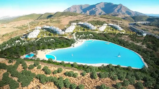 Así quedará la laguna artificial de Crystal Lagoons en una urbanización de Casares, Málaga