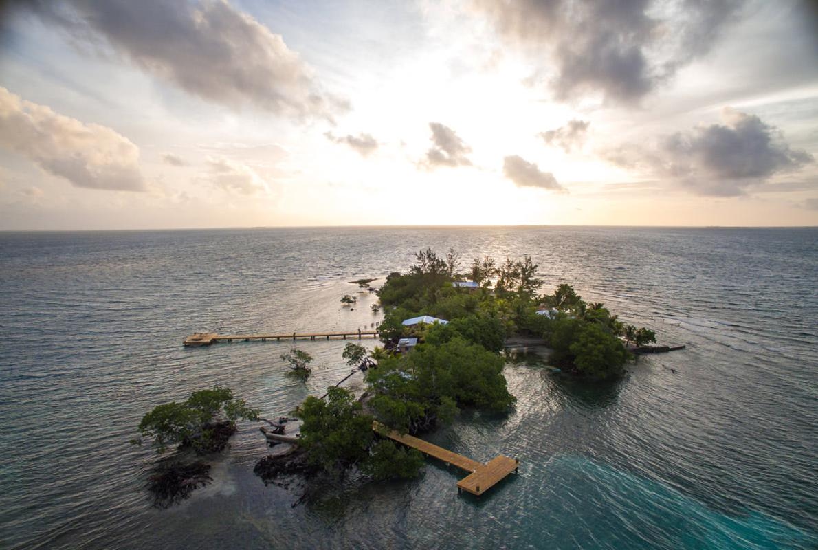 Vista aérea de Coral Caye