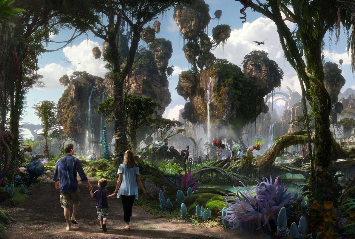 Dibujo cedido por Disney que ilustra la nueva atracción de Disney basada en el filme Avatar (2009), en el parque Animal Kingdom de Miami, Florida (EE.UU.)