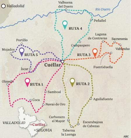 Las cinco rutas tienen Cuéllar como eje