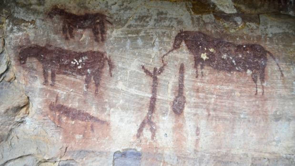 Pinturas en la zona del abrigo de Selva Pascuala