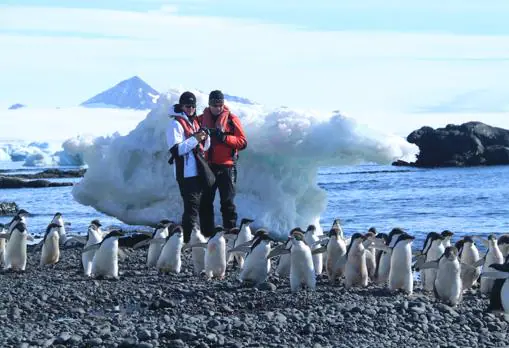 Turistas en Brown Bluff, en la Antártida continental