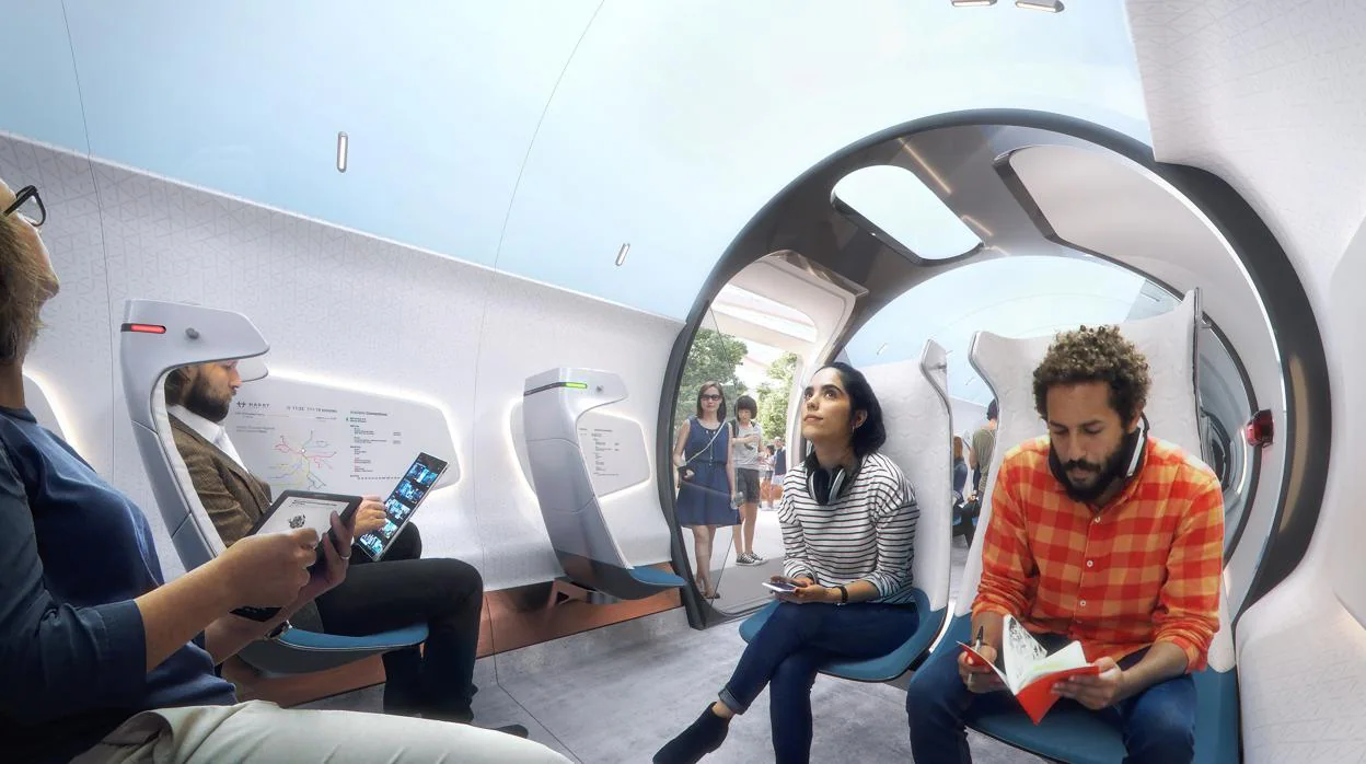 Percepción de un artista sobre la propuesta de la compañía holandesa Hardt Hyperloop de construir un sistema que conectara el aeropuerto Schiphol de Ámsterdam con las principales ciudades europeas