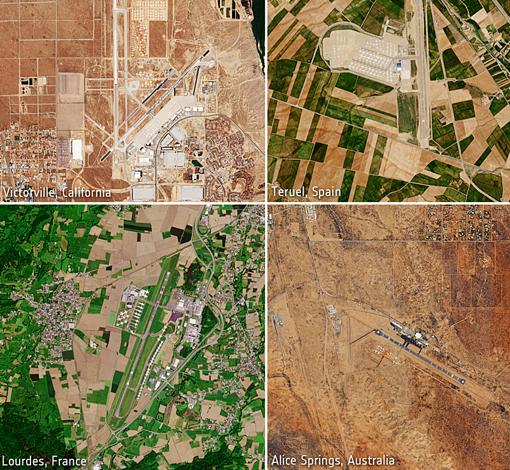 Aviones aparcados en varios aeropuertos del mundo, incluido el de Teruel. La imagem fue tomada en mayo