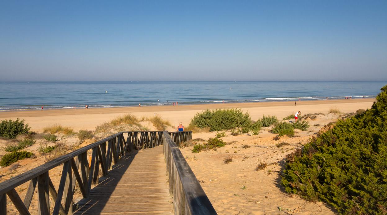 Playa de la Barrosa bei Novo Sancti Petri, Chiclana de la Frontera, Cadiz