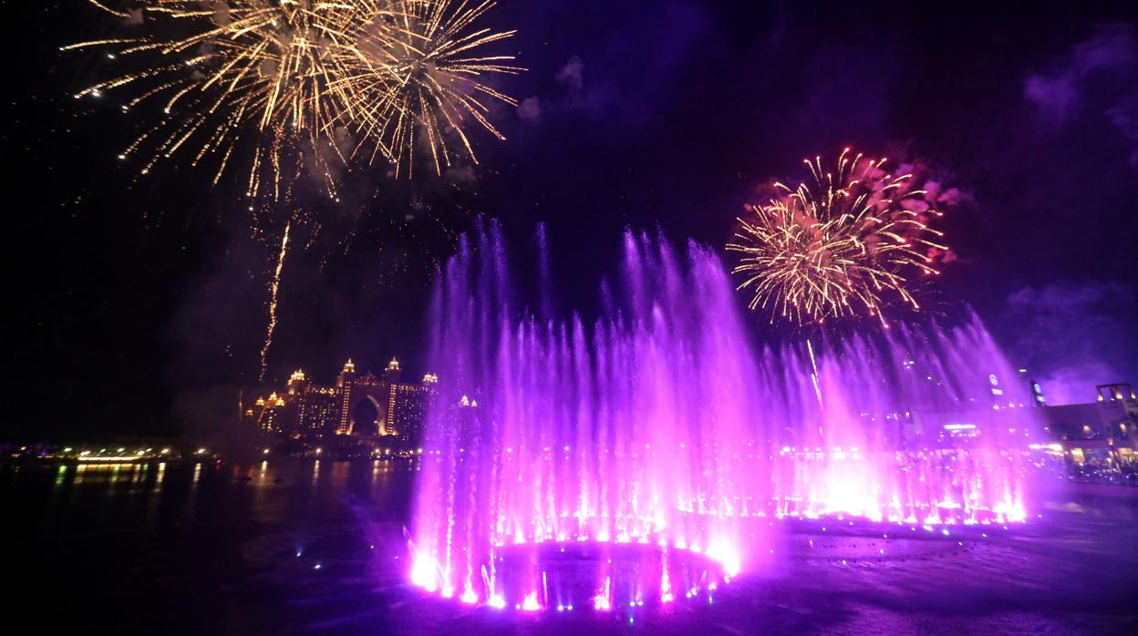 Un detalle de la nueva fuente en el área de Palm Jumeirah