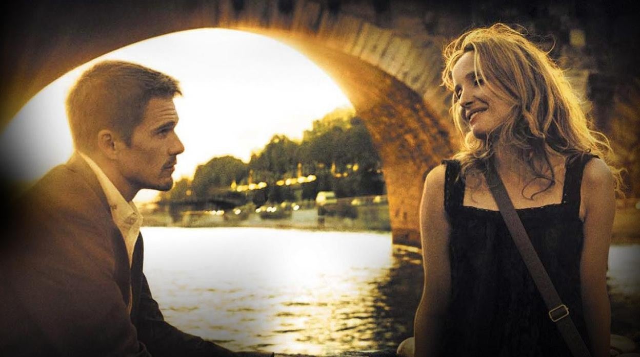 Ethan Hawke y Julie Delpy, en el Sena, en una secuencia de «Antes del atardecer»